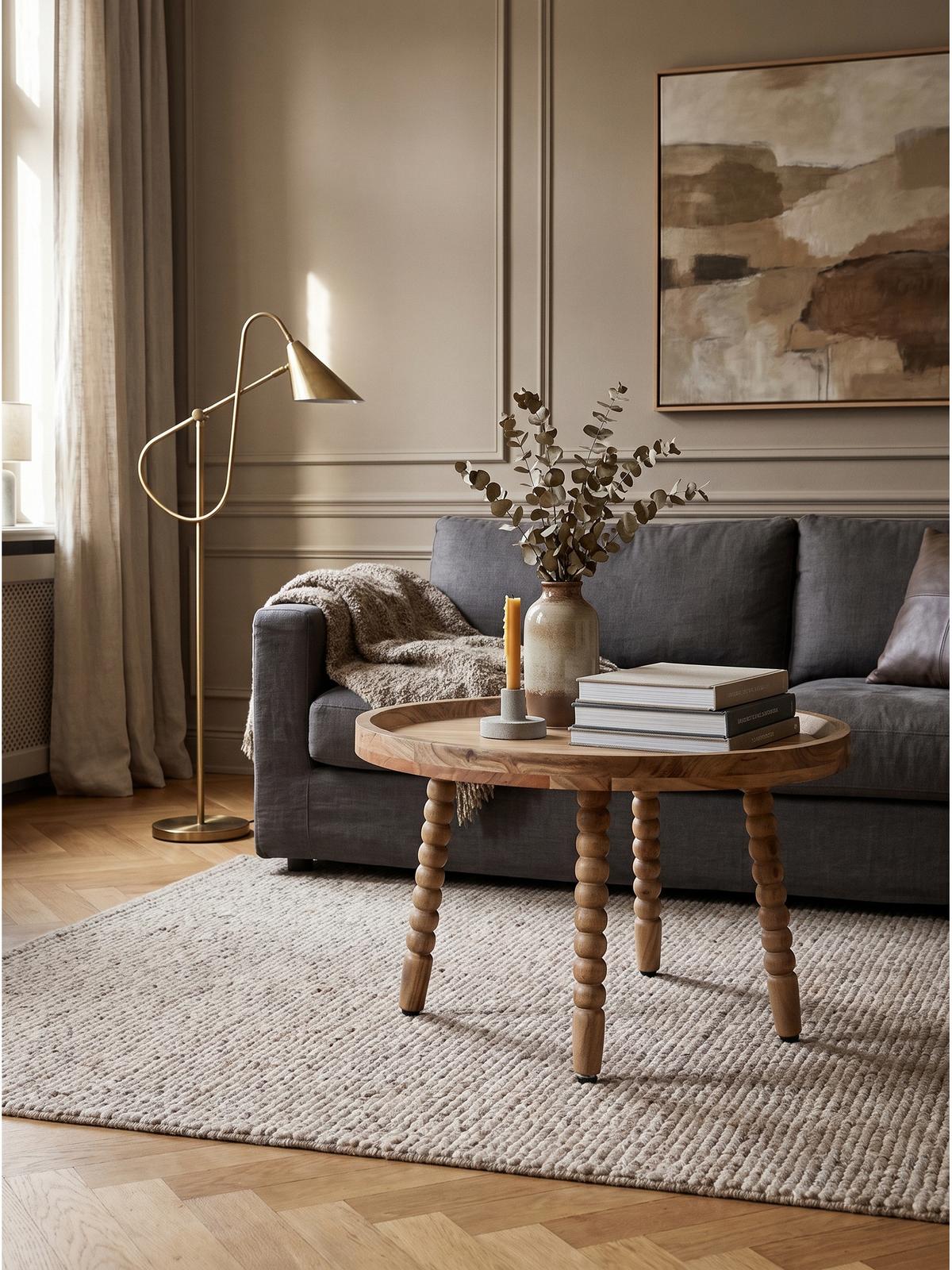 COUCHTISCH MORAVA, Akazie Massivholz, Ø 60 x 40 cm - Braun/Akaziefarben, Akazienholz/Holz (60/60/40cm) - KADIMA DESIGN