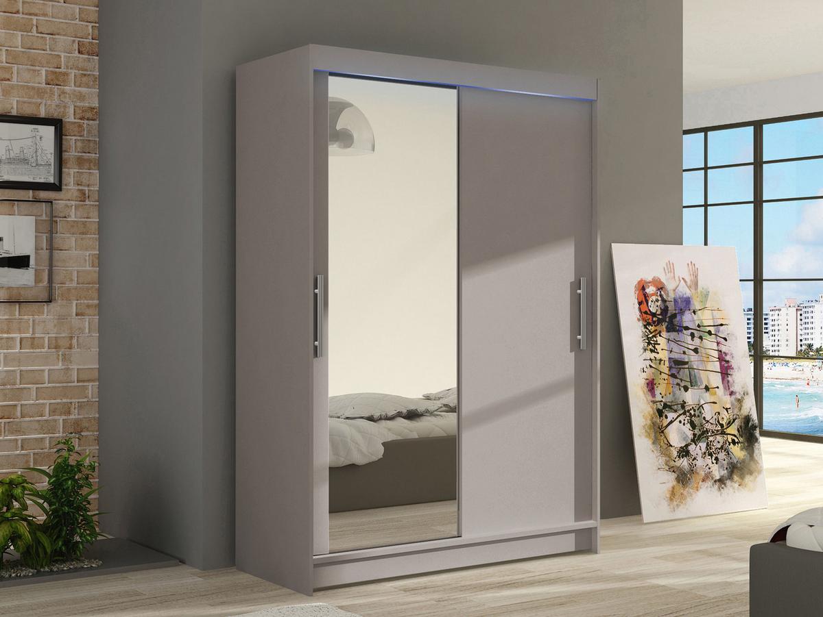 KLEIDERSCHRANK Miami VI, mit RGB LED Beleuchtung - Kaschmir/Silberfarben, Holzwerkstoff/Kunststoff (120/200/58cm) - MIRJAN24