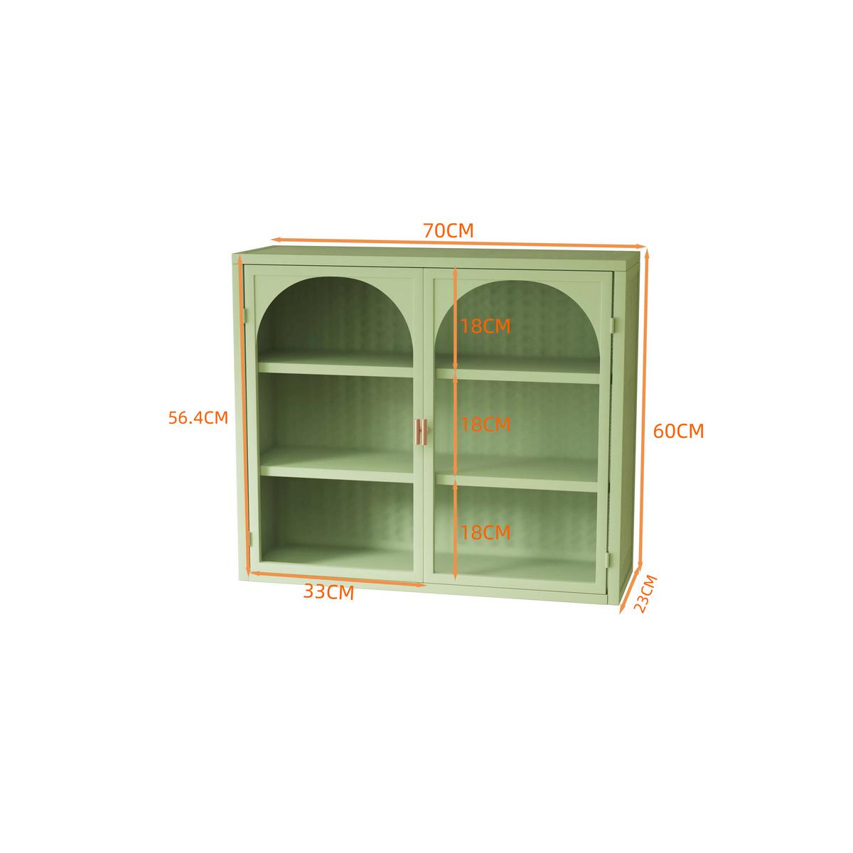 WANDSCHRANK Metall & Glas 2 Türen mit 3 Ebenen & Webmuster Grün 70cm - Grün, Metall (70/60/23cm) - Urban Meuble