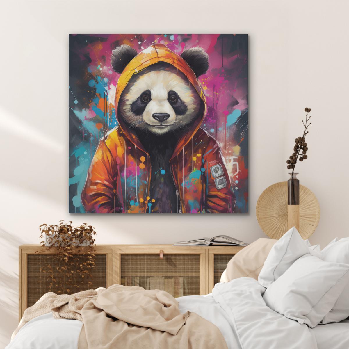 AKUSTIKBILD Panda - Jacke - Graffiti - Orange Akustikpaneele 90x90 cm - Orange, Kunststoff (90/90/0.9cm) - MuchoWow