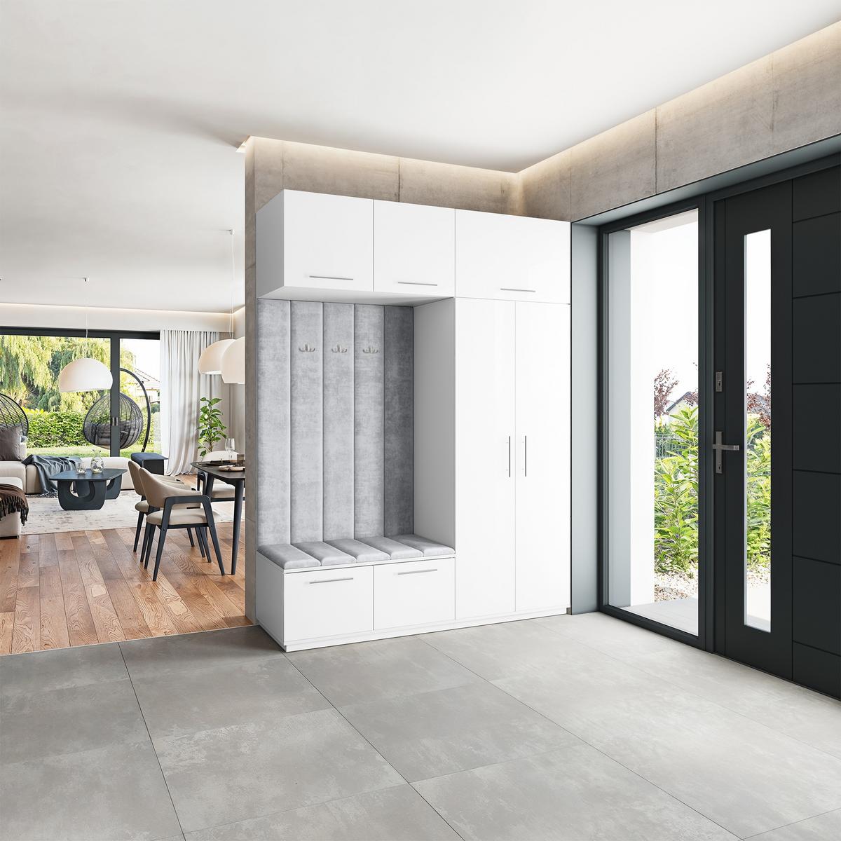 GARDEROBENSCHRANK REMA 180/240/60 cm Modern Weiß - Hellgrau/Weiß, Holzwerkstoff (180/240/60cm) - MASSENO