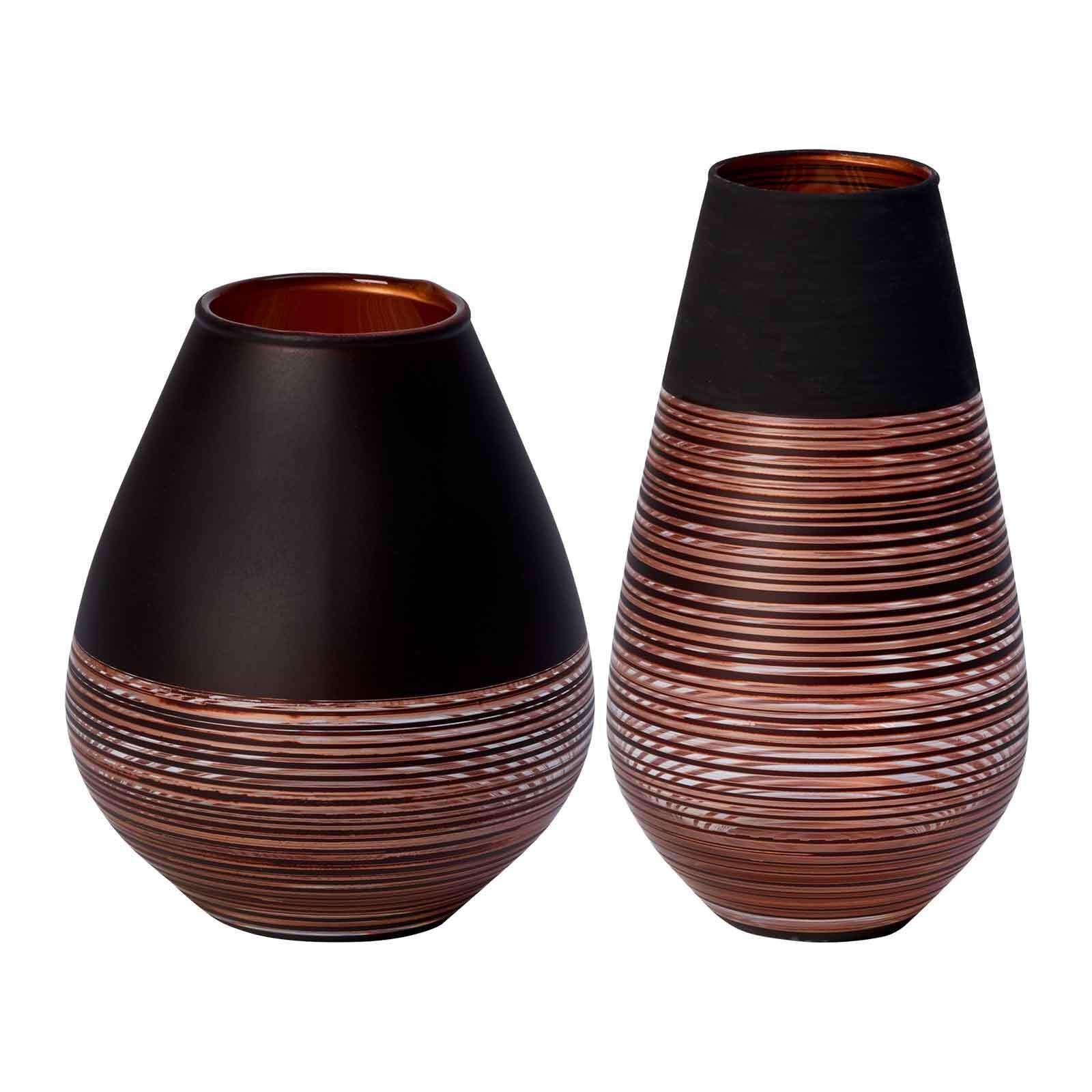 VASEN-SET SOLIFLOR Manufacture Swirl schwarz-kupfer 2-tlg. - Schwarz/Kupferfarben, Glas (2cm) - Villeroy & Boch