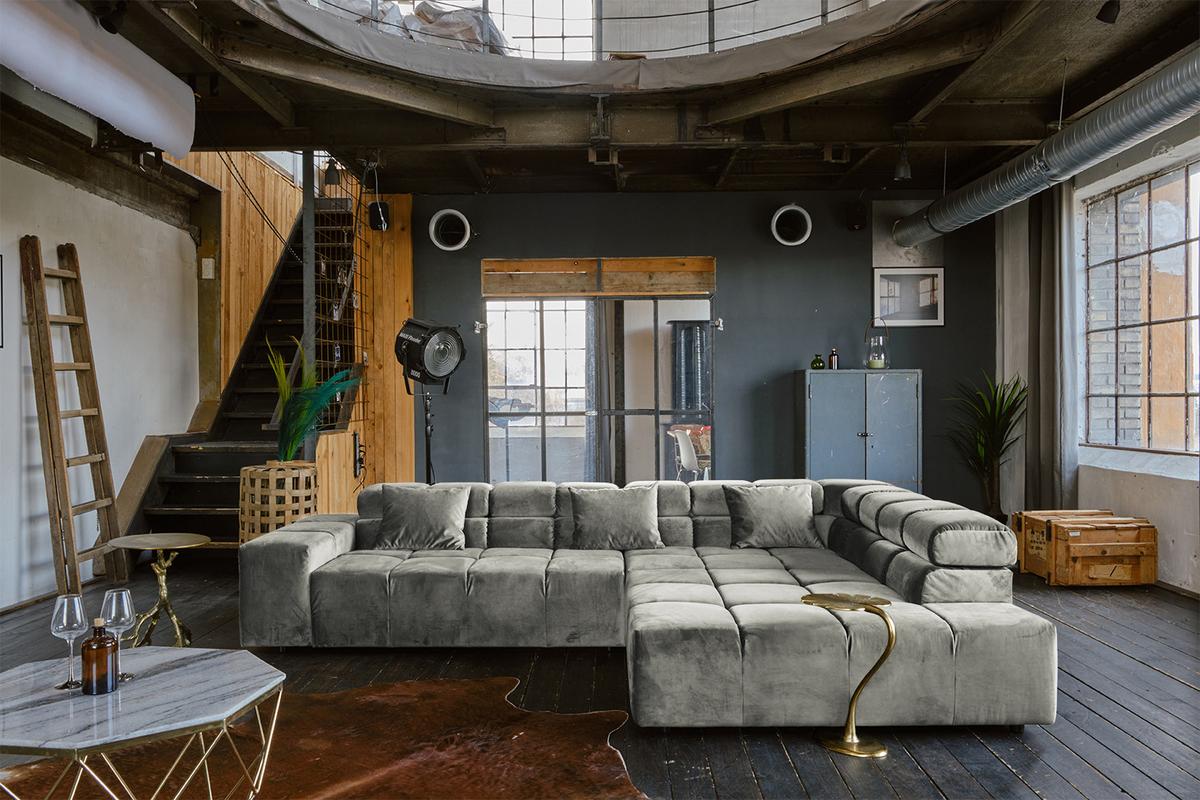 ECKSOFA NEVADA Silber Velvet - Silberfarben/Schwarz, Textil (319/215cm) - KAWOLA