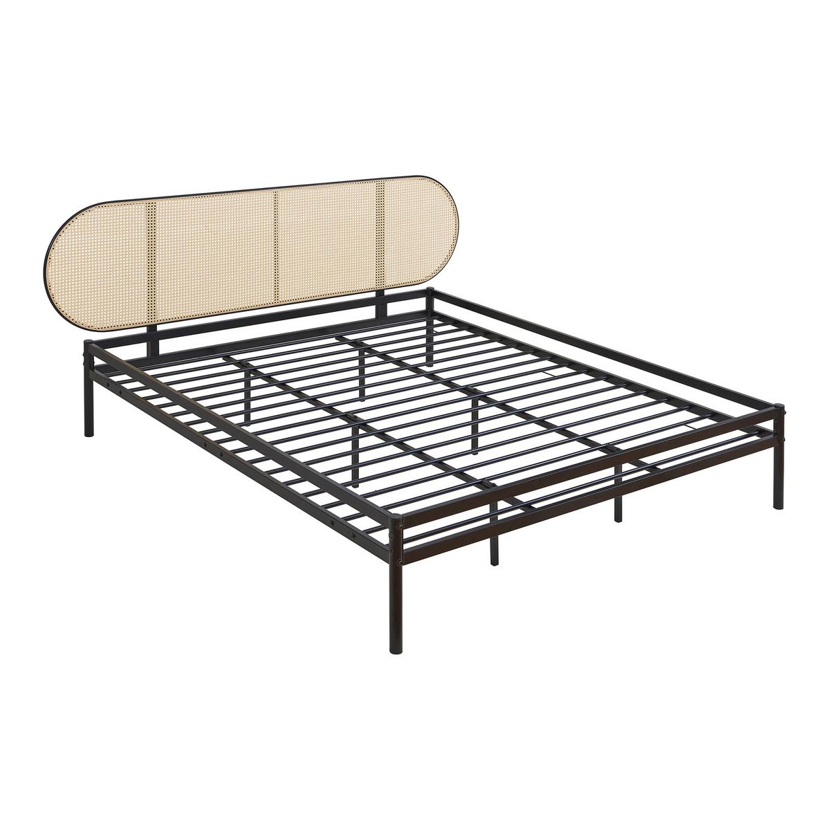 METALLBETT Linköping - Beige/Schwarz, Metall (180/200cm) - [en.casa]