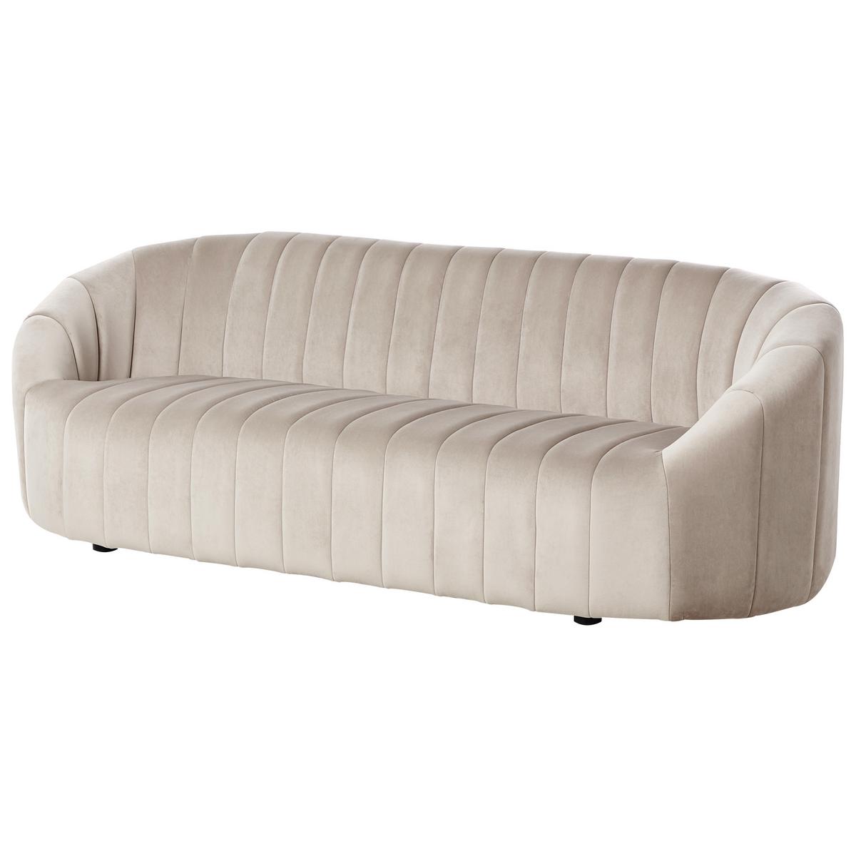 3-SITZER-SOFA Samtstoff Beige Malung - Beige, Textil (202/68/70cm) - Beliani