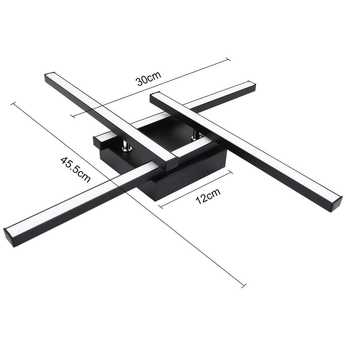 LED-DECKENLEUCHTE Cuxhaven 45.5/45.5/6.8 cm - Schwarz, Metall (45.5/45.5/6.8cm) - Nettlife