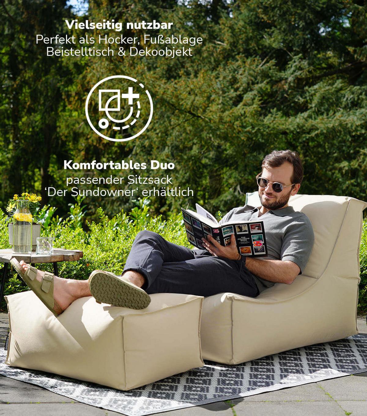 OUTDOOR POUF Der Ruhestifter - Beige, Textil (60/30/50cm) - Mokebo