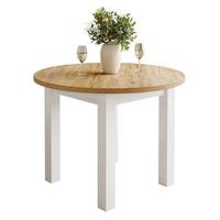 ESSTISCH OLEA rund Weiß / Craft Gold Eiche - Eichefarben/Weiß, Holzwerkstoff (100/140/77cm) - Lookway