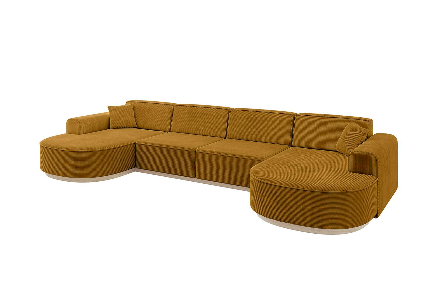 WOHNLANDSCHAFT MARI-U2-v1 - 388x171x83 cm Senfgelb Cord - Gelb, Holzwerkstoff/Textil (388/83/171cm) - ALTDECOR