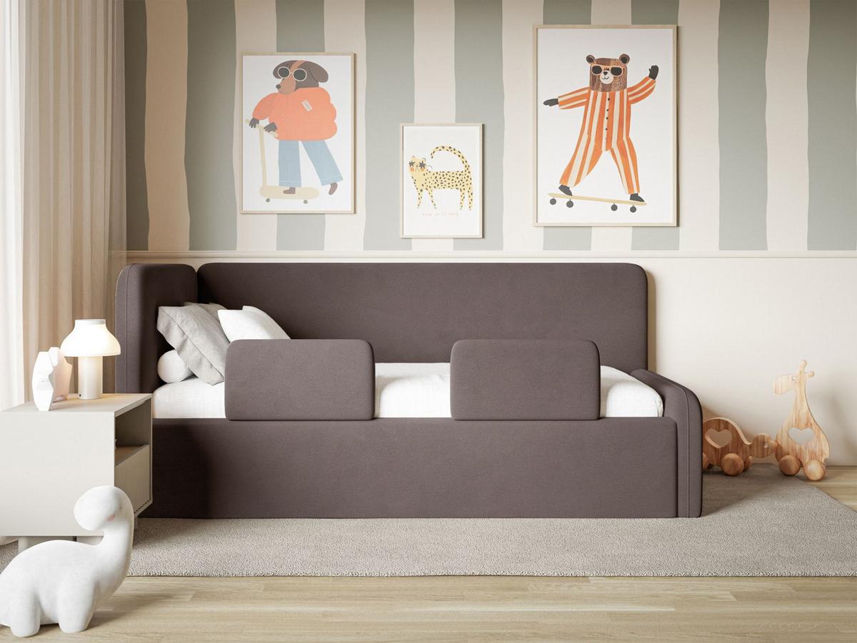 KINDERBETT Fanko Samt Braun 90x200 cm - Schwarz/Braun, Kunststoff/Textil (90/200cm) - Selsey