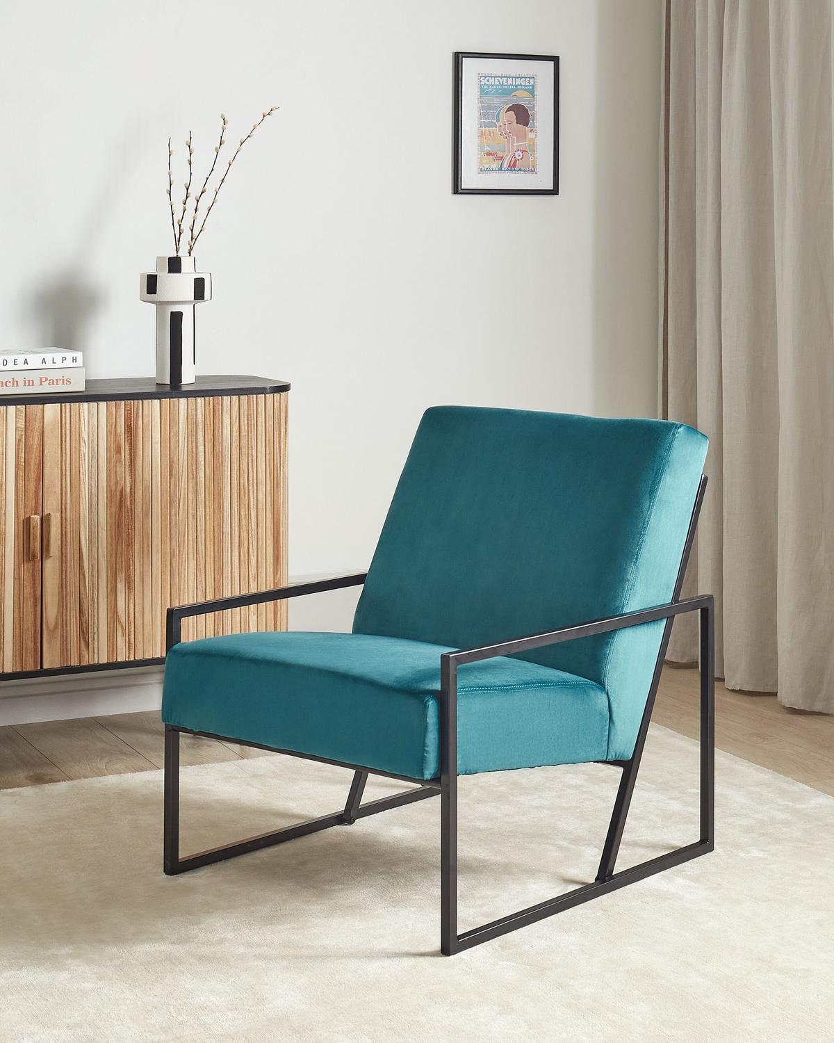 SESSEL Blaugrün Delary - Blau/Schwarz, Textil (69/83/83cm) - Beliani