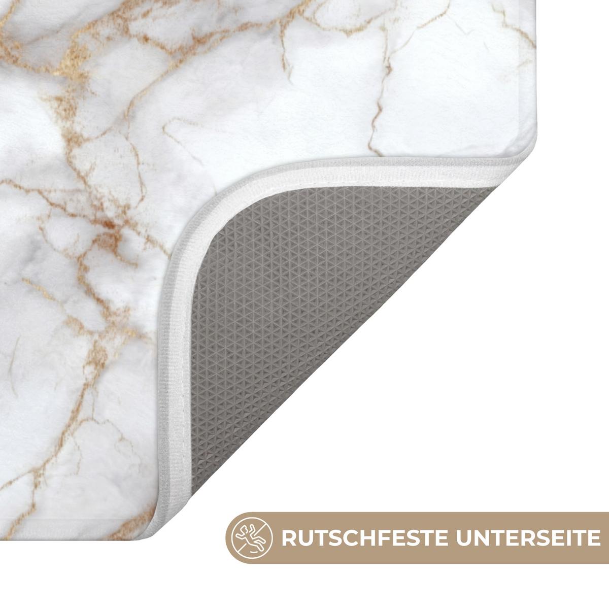 BADEMATTE Weiß - Gold - Marmor - Grau 60x120 cm - Weiß, Textil (60/120cm) - OnlyWow