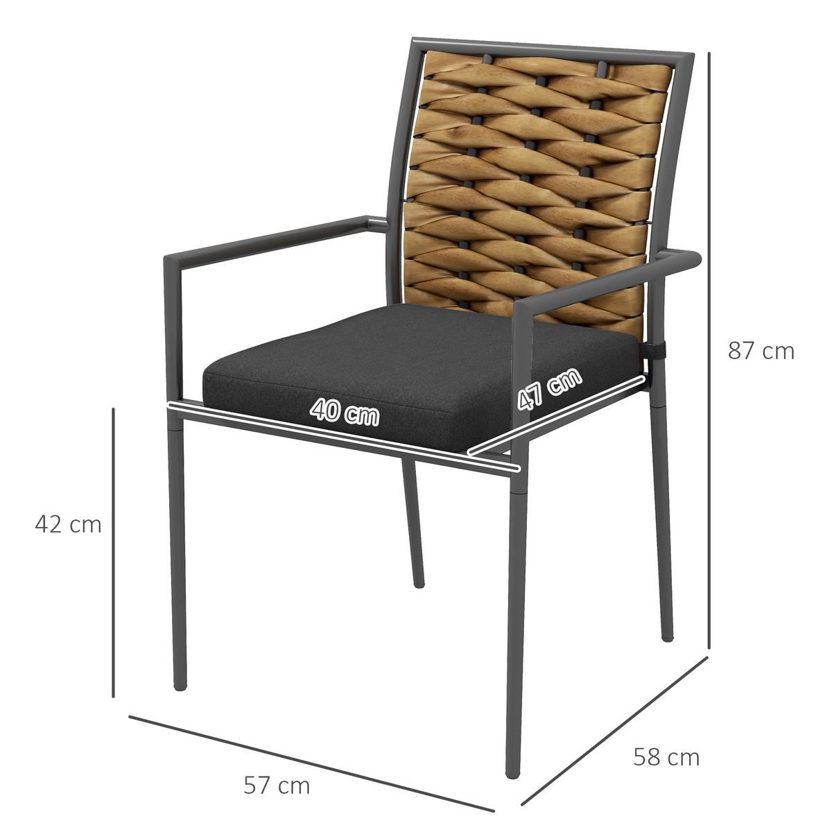 GARTENMÖBEL Set, Stahl, Schwarz - Schwarz, Kunststoff/Metall - Outsunny