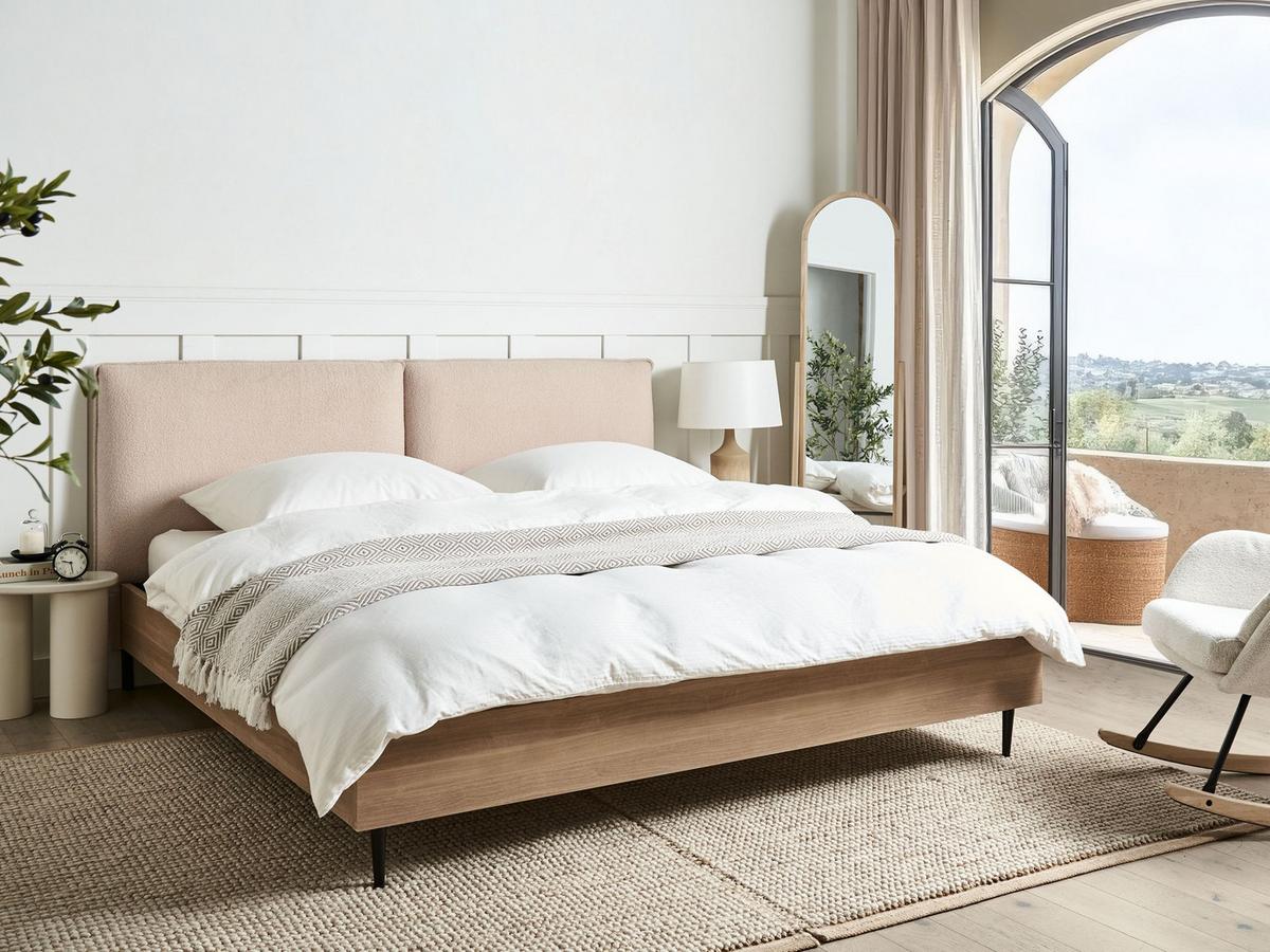 BETT mit Lattenrost 180x200 cm Beige Limanton - Beige, Textil (180/200cm) - Beliani