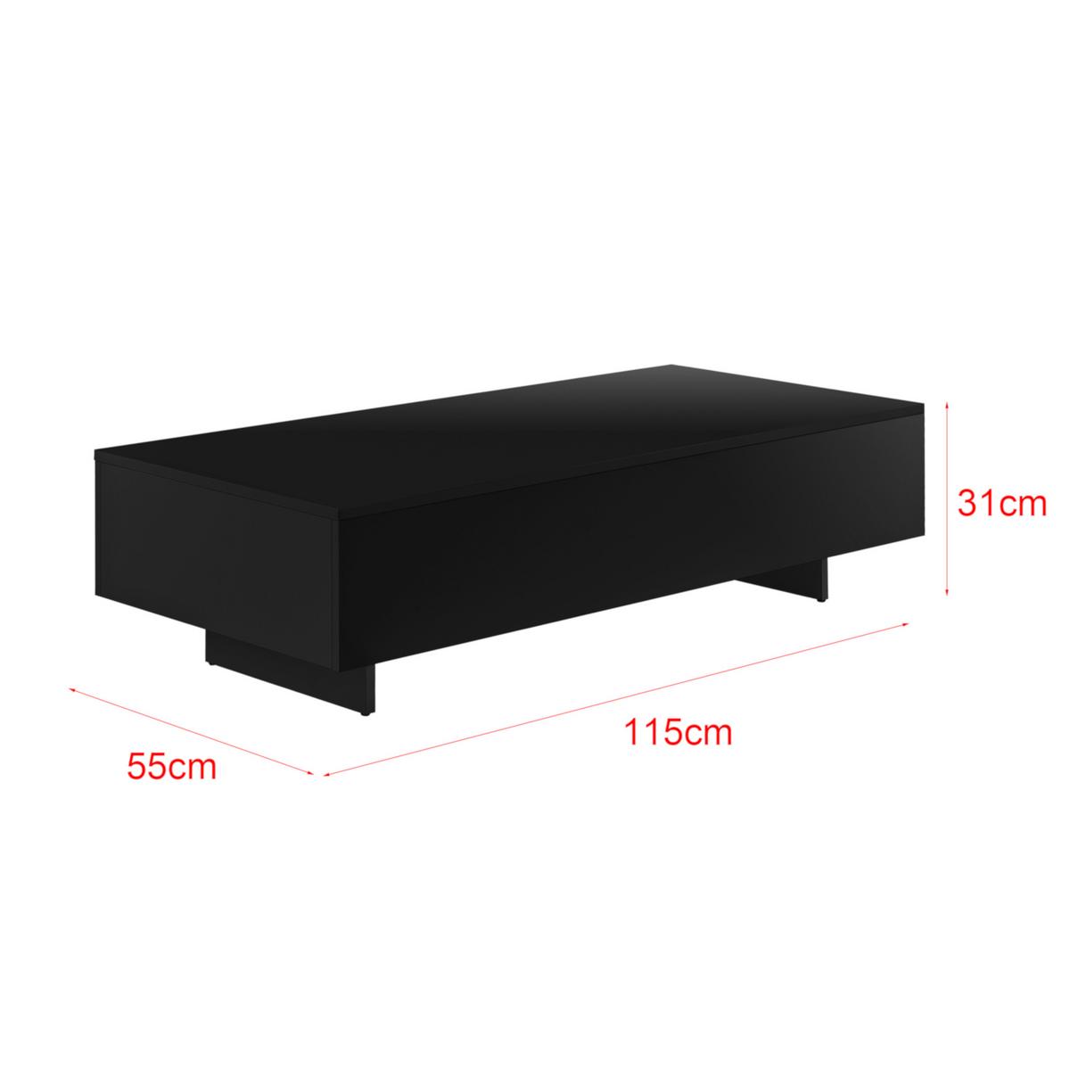 COUCHTISCH Lärketorp 115/55/31 - Schwarz Hochglanz, Holzwerkstoff (55/115/31cm) - [en.casa]
