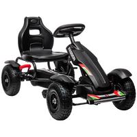 KINDER GO KART TRETAUTO, Schwarz, Kunststoff+ Metall - Schwarz, Metall (121/58/61cm) - HOMCOM