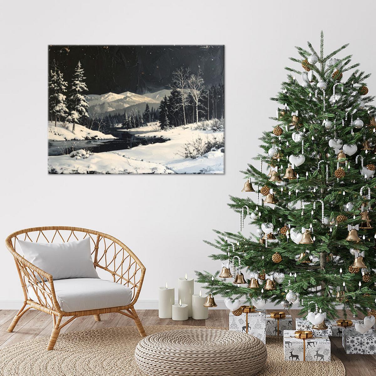 LEINWANDBILD Weihnachten 45x30cm - Schwarz, Textil (45/30cm) - Feeby