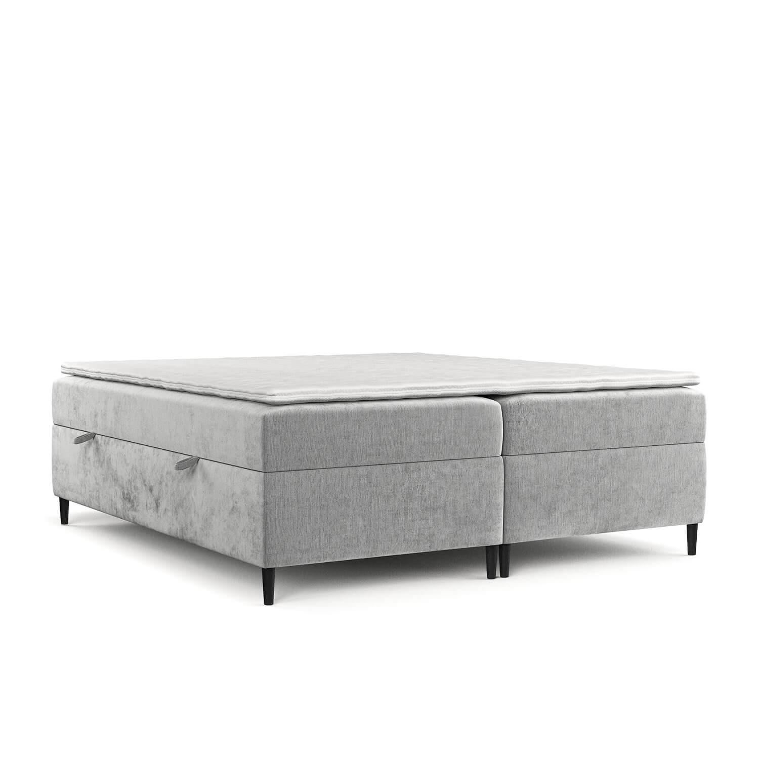 BOXBETT Theo 160/200 cm Hellgrau im Lotta Stoff - Hellgrau/Schwarz, Holz/Holzwerkstoff (160/200cm) - AltaBeds