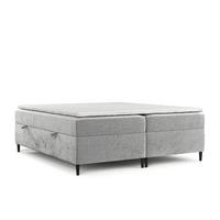 BOXBETT Theo 160/200 cm Hellgrau im Lotta Stoff - Hellgrau/Schwarz, Holz/Holzwerkstoff (160/200cm) - AltaBeds