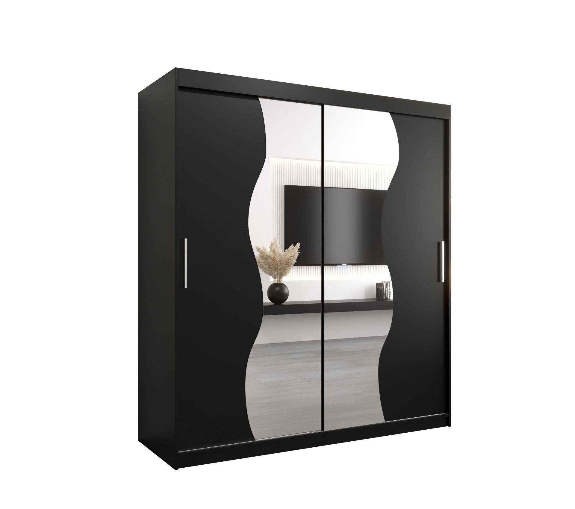 SCHWEBETÜRENSCHRANK 200/180/62 2-türig - Silberfarben/Schwarz, Holz/Kunststoff (180/200/62cm) - MÖBEL KRYSPOL
