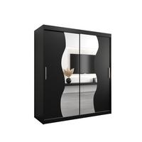 SCHWEBETÜRENSCHRANK 200/180/62 2-türig - Silberfarben/Schwarz, Holz/Kunststoff (180/200/62cm) - MÖBEL KRYSPOL