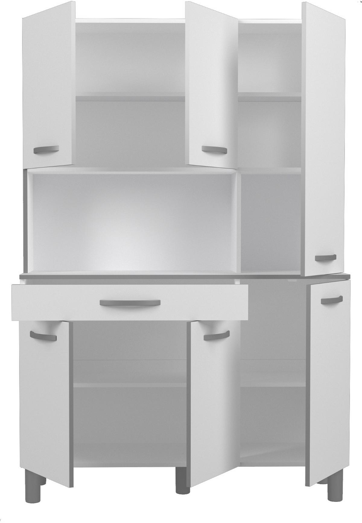 BUFFET Küche weiß 120 cm Küchenschrank mit viel Stauraum - Weiß/Grau, Holzwerkstoff (120/181/44cm) - Parisot Meuble