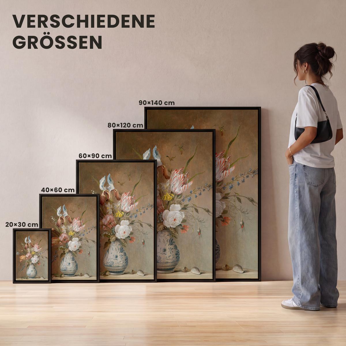 LEINWAND Bilder mit Rahmen - Alte Meister - Blumen - Balthasar van der Ast - 20x30 - Hellbraun, Textil (20/30cm) - MuchoWow