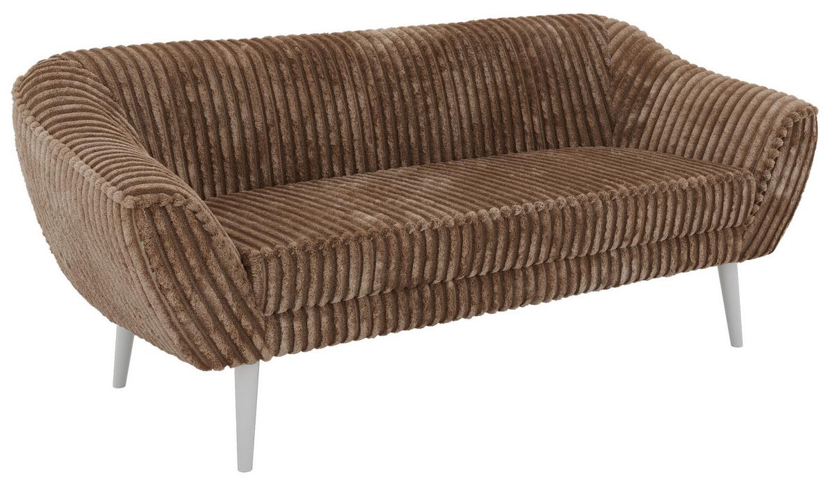 3-SITZER-SOFA PIRS - Braun Cord - Weiße Beine - Braun/Weiß, Holzwerkstoff/Textil (180/75/74cm) - MKS