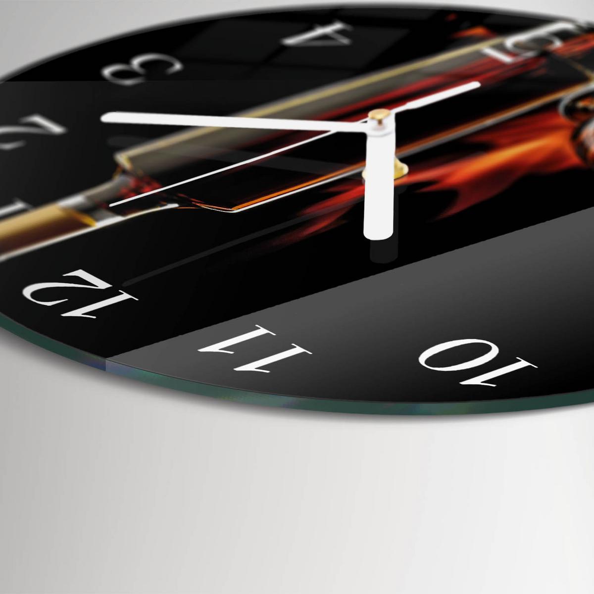 WANDUHR aus Glas Ø30 cm - Alkohol - Schwarz, Glas (30/30/0.4cm) - TULUP