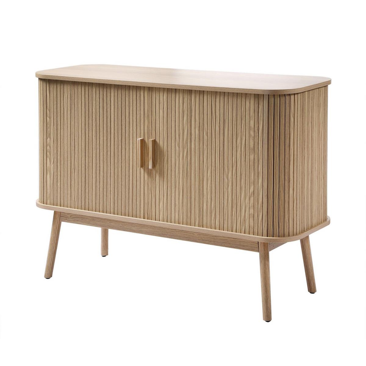 VINTAGE Sideboard Holzdekor 2 Schiebetüren - L110cm - Eiche Bianco, Holzwerkstoff (39/75/47cm) - Calicosy