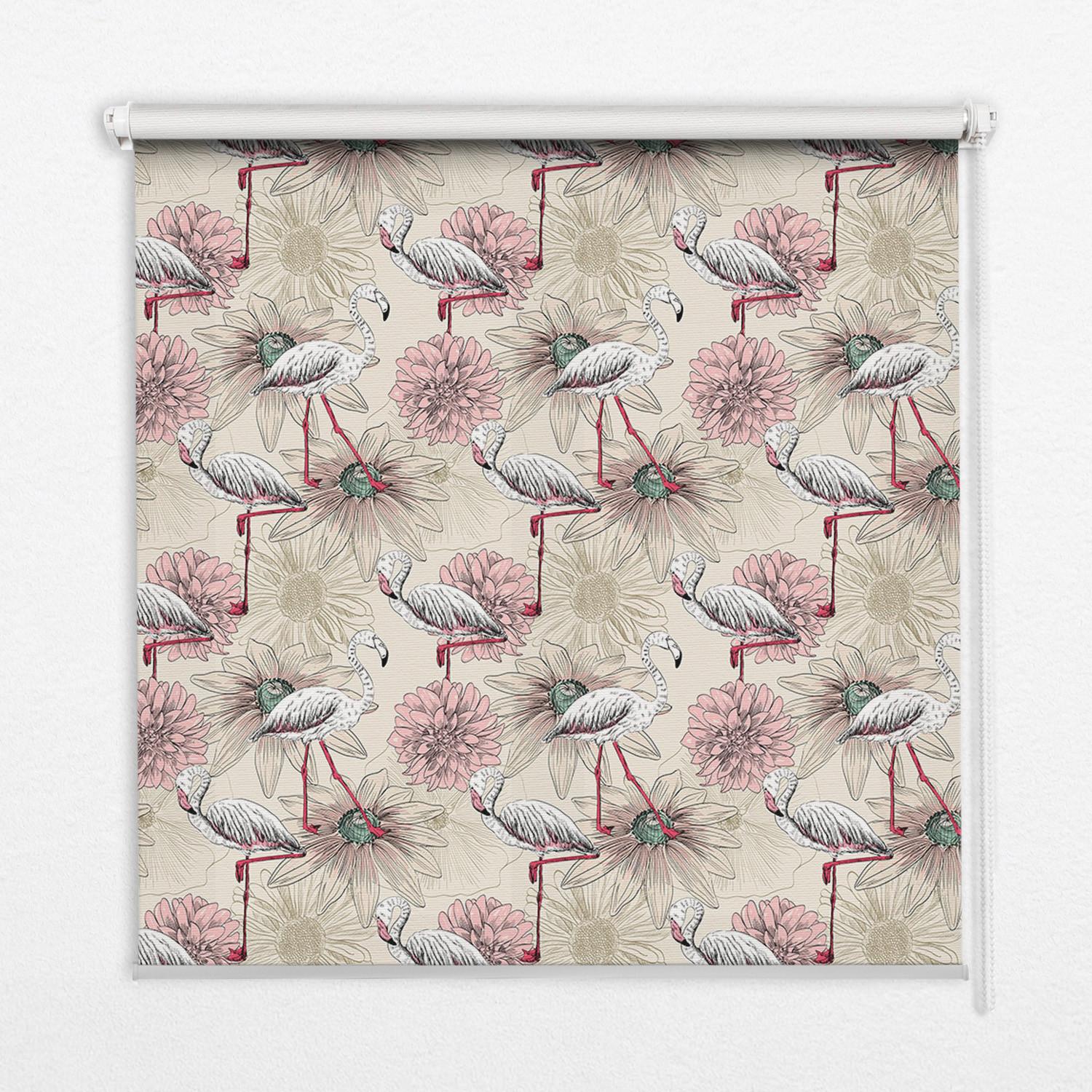 INNENROLLO - Fensterrollo - Rollo - 150x180 cm - Weiße Flamingos - Weiß, Kunststoff (150/180/0.5cm) - TULUP