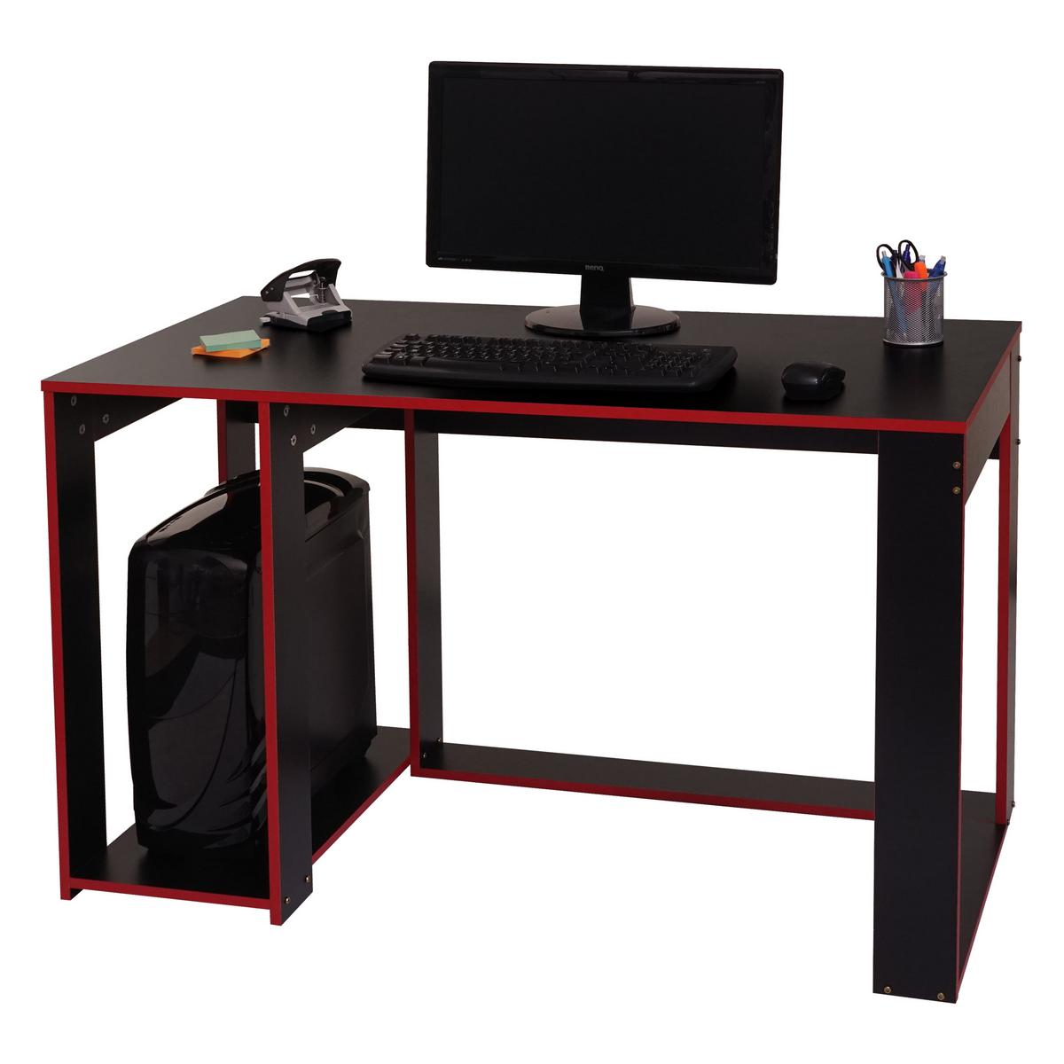 SCHREIBTISCH rechteck Schwarz, Rot - Rot/Schwarz, Holzwerkstoff (60/120/76cm) - MCW