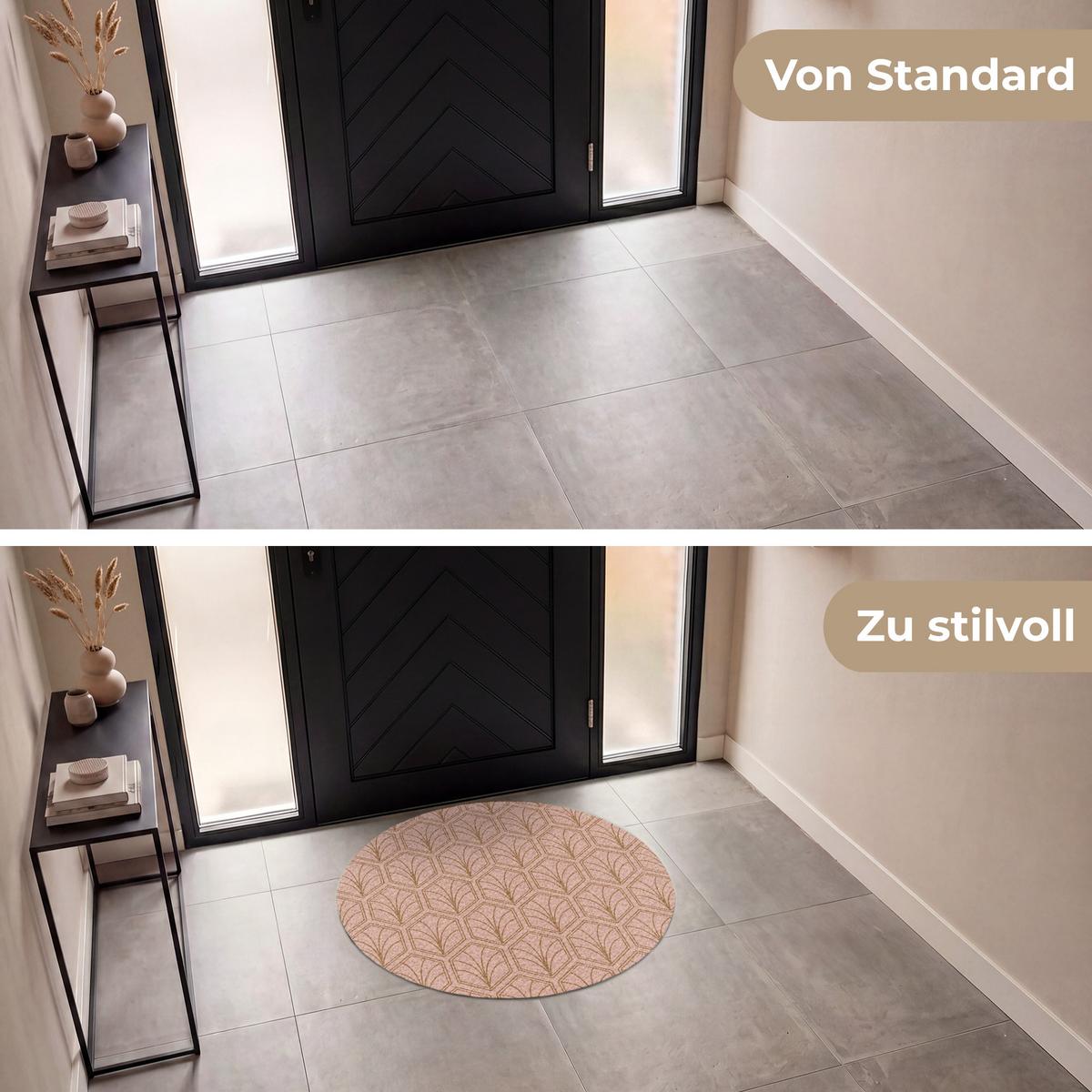FUSSMATTE Lachsrosa - Muster - Geometrisch Schmutzfangmatte 90x90 cm - Altrosa, Kunststoff (90/0.4cm) - MuchoWow