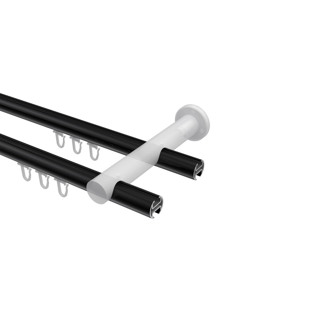 GARDINENSTANGE INNENLAUF Platon Sitra 540 cm (geteilt in 3 x 180 cm), 2-läufig, 20 mm Ø Schwarz - Schwarz, Metall (540cm) - INTERDECO