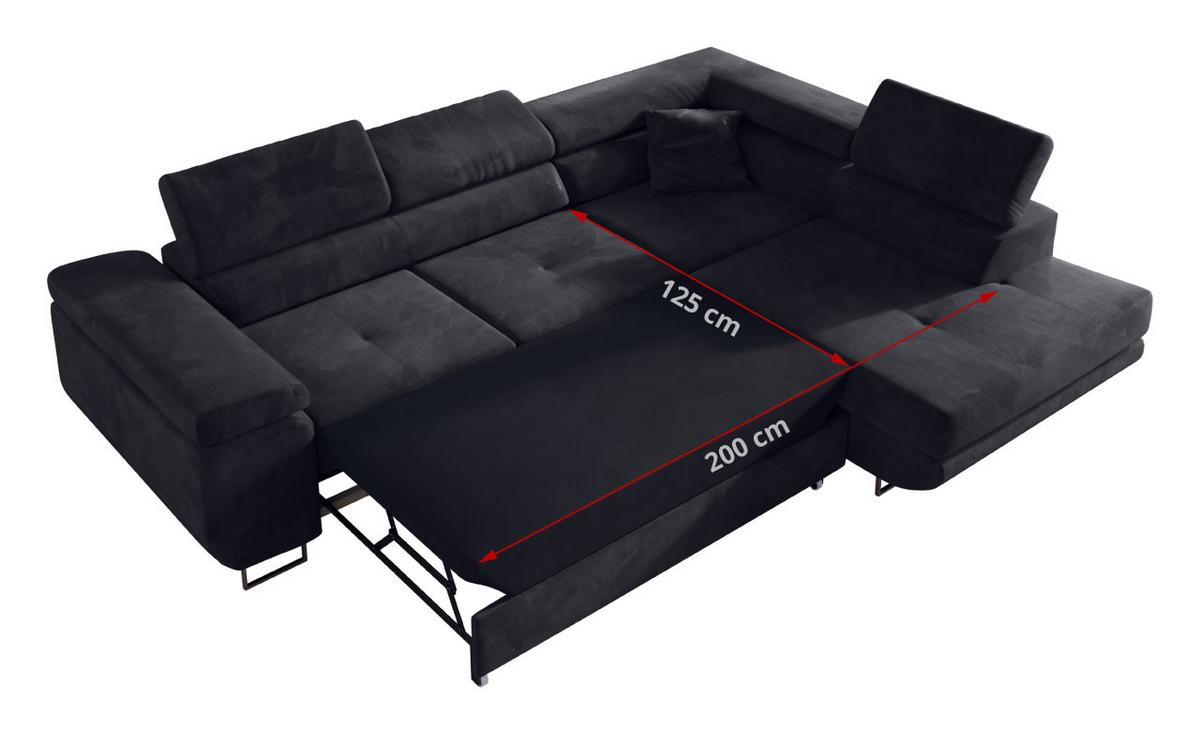 ECKSOFA GUSTAW L Dunkelgrau Velvet Rechts Seite - Dunkelgrau/Silberfarben, Textil/Metall (275/205cm) - MKS