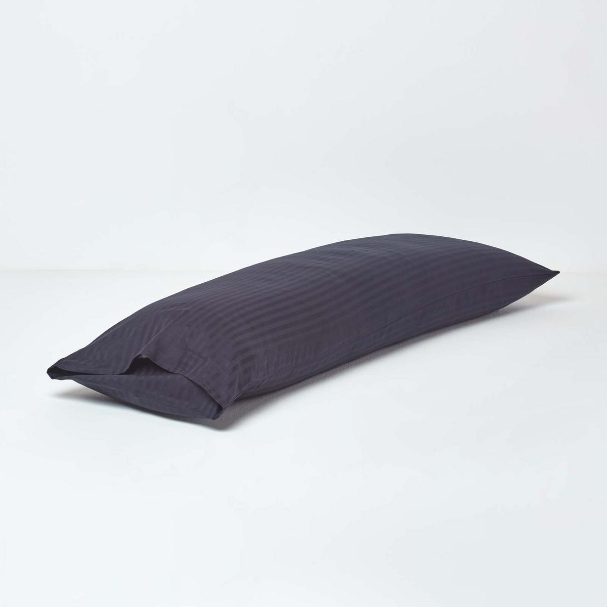 SEITENSCHLÄFERKISSENBEZUG Damast-Streifen, 48/136 cm - Schwarz, Textil (50/140cm) - Homescapes