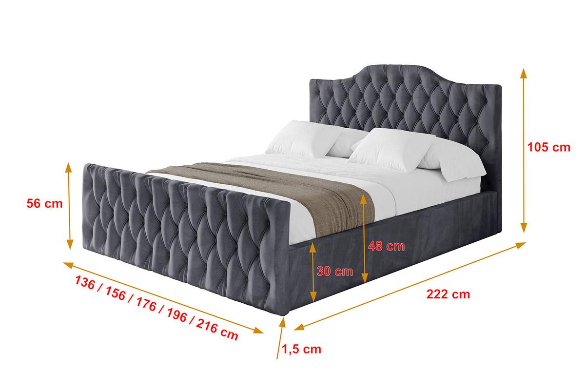 POLSTERBETT mit Bettkasten, Fußteil und Lattenrost, Boxbett mit Matratze H3/H4 - FALIO-Z 120x200 Dunkelgrau - Dunkelgrau, Holzwerkstoff/Textil (120/200cm) - ALTDECOR