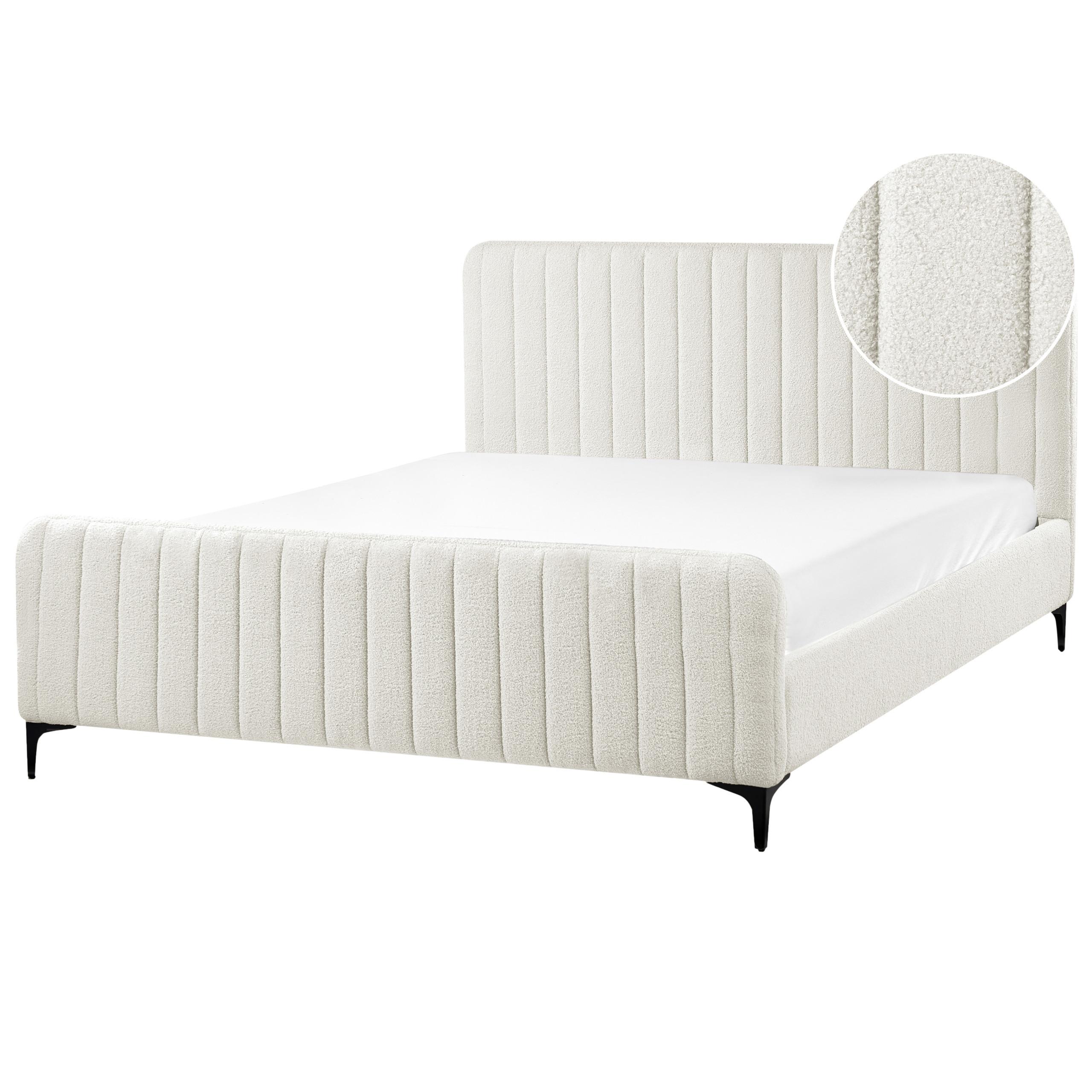 POLSTERBETT mit Lattenrost 160x200 cm Weiß Lunan - Creme, Textil (160/200cm) - Beliani