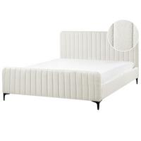 POLSTERBETT mit Lattenrost 160x200 cm Weiß Lunan - Creme, Textil (160/200cm) - Beliani