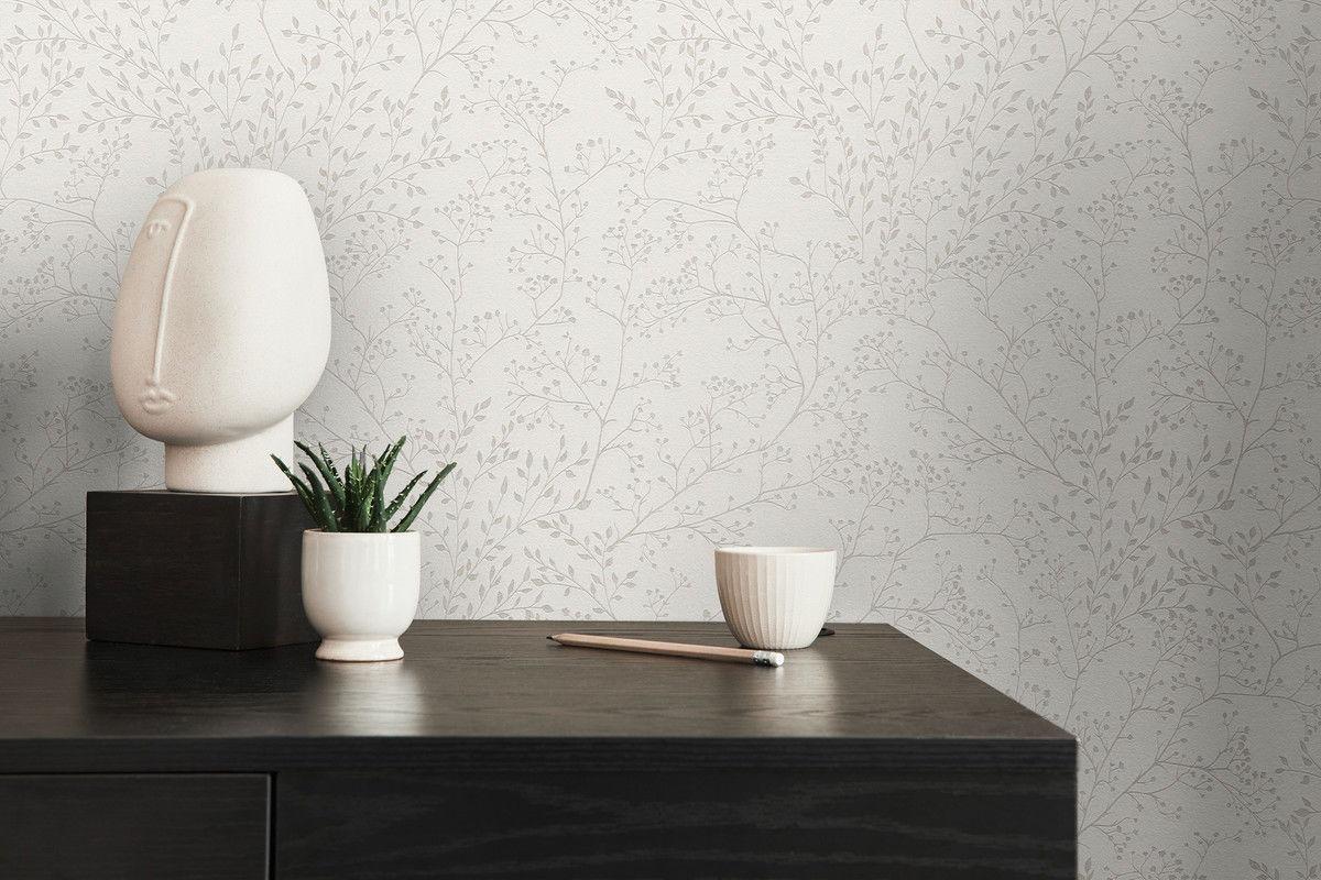 VLIESTAPETE Weiß 53/1005 cm - Taupe/Weiß, Textil (53/1cm) - KUNSTLOFT