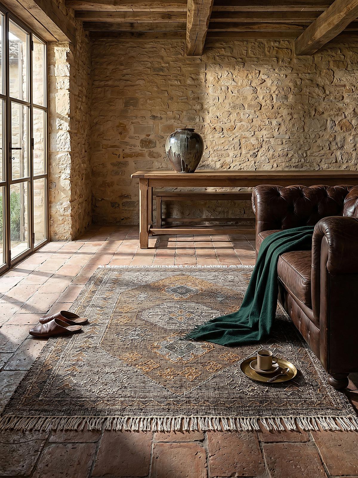 NATURTEPPICH handgewebt BERMEO, im Vintage-Stil, aus Jute, Natur, 140 x 200 cm - Beige, Textil (200/140cm) - KADIMA DESIGN