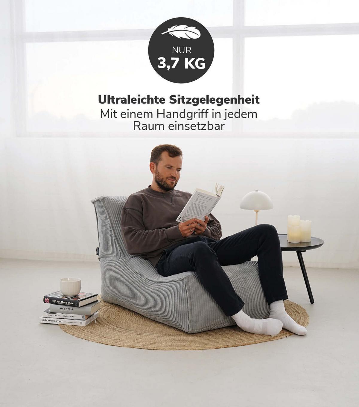 SITZSACK Cord Der Gelassene - Grau, Textil (60/65/95cm) - Mokebo