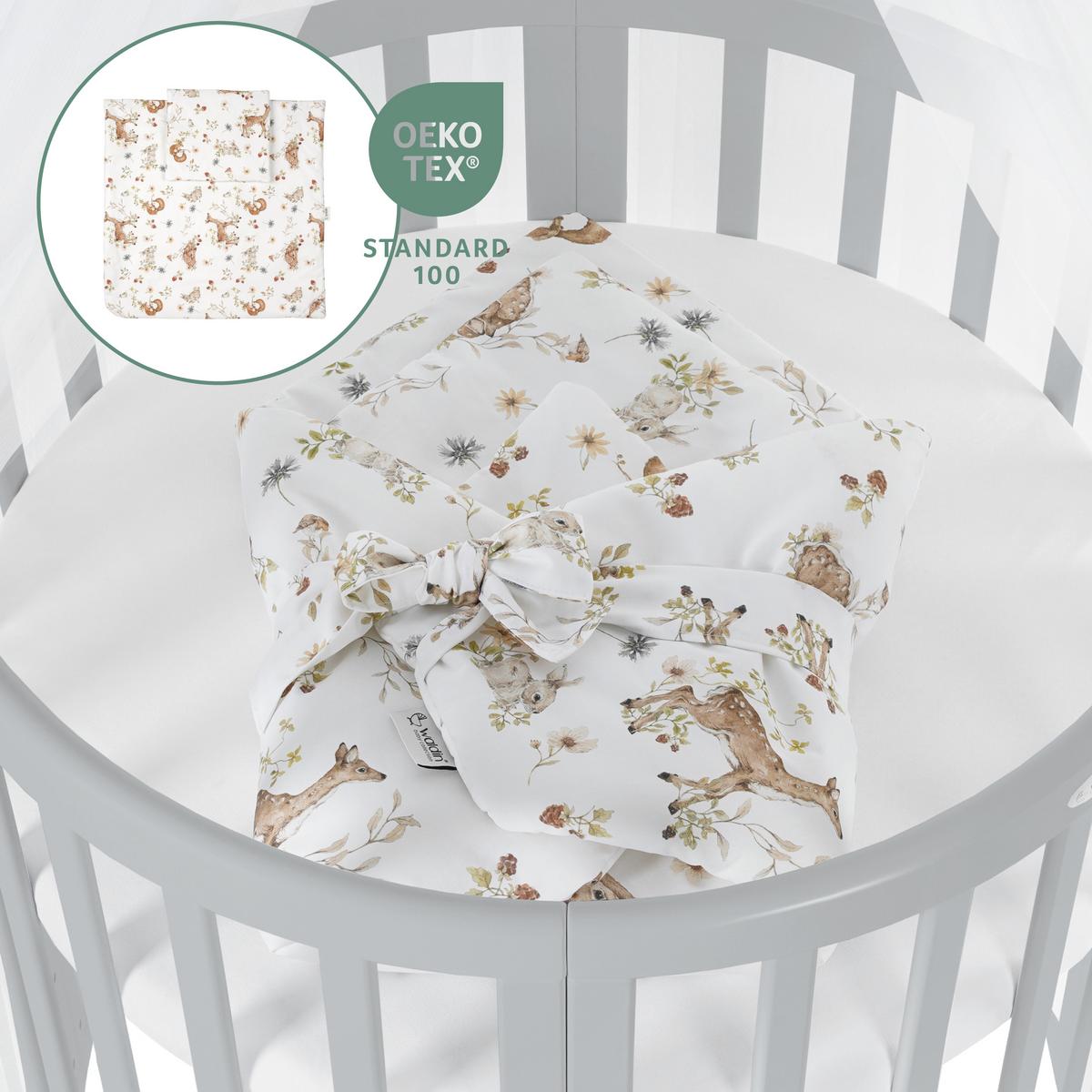 BABYBETT GREY OVAL 7in1 mit Matratze und Himmelset - Multicolor/Grau, Holz/Textil (73/125cm) - waldin