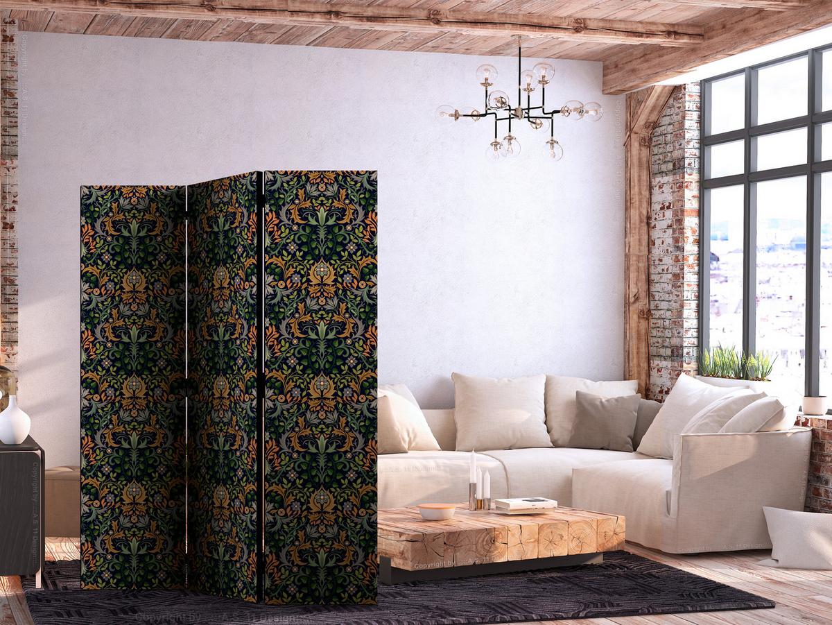 PARAVENT Einseitig Bedruckter 3-tlg 135x172 cm Ornamente im Viktorianischen - Multicolor, Holz/Textil (135/172/3cm) - Muralo