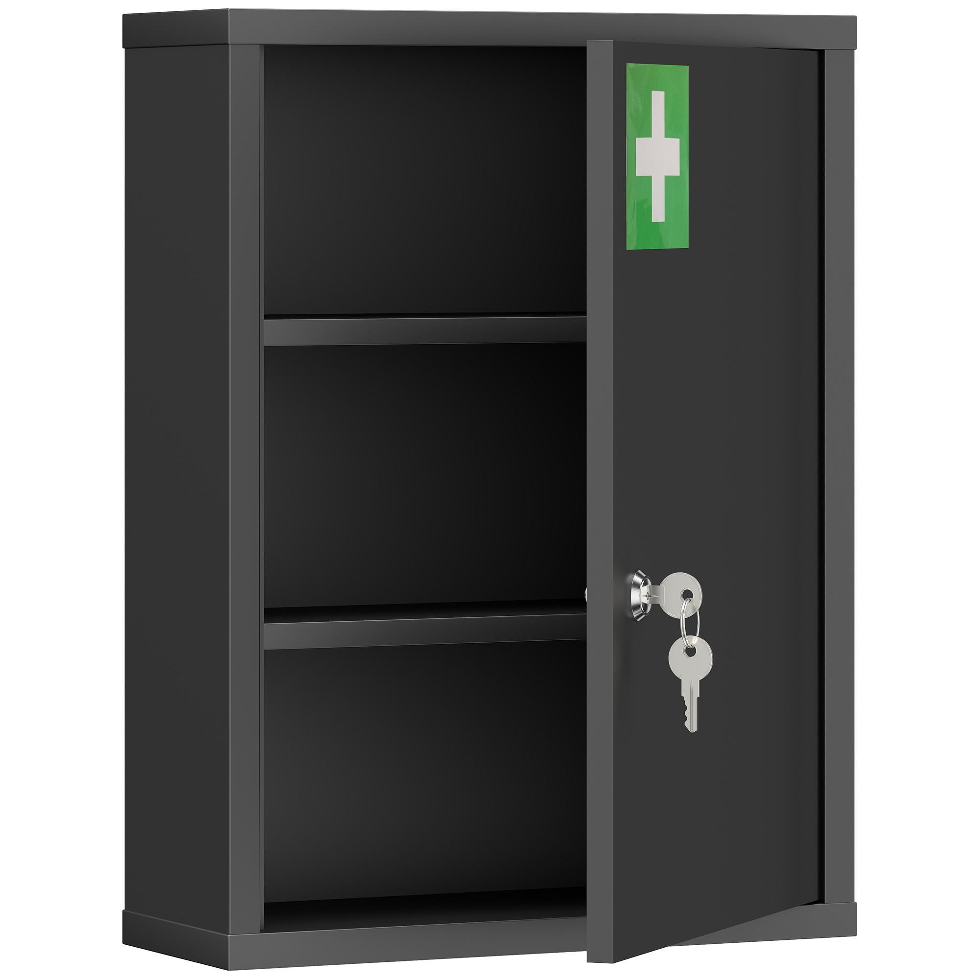 MEDIZINSCHRANK Kaltgewalzter-Stahl Schwarz - Schwarz, Metall (15/53.5/40cm) - Kleankin