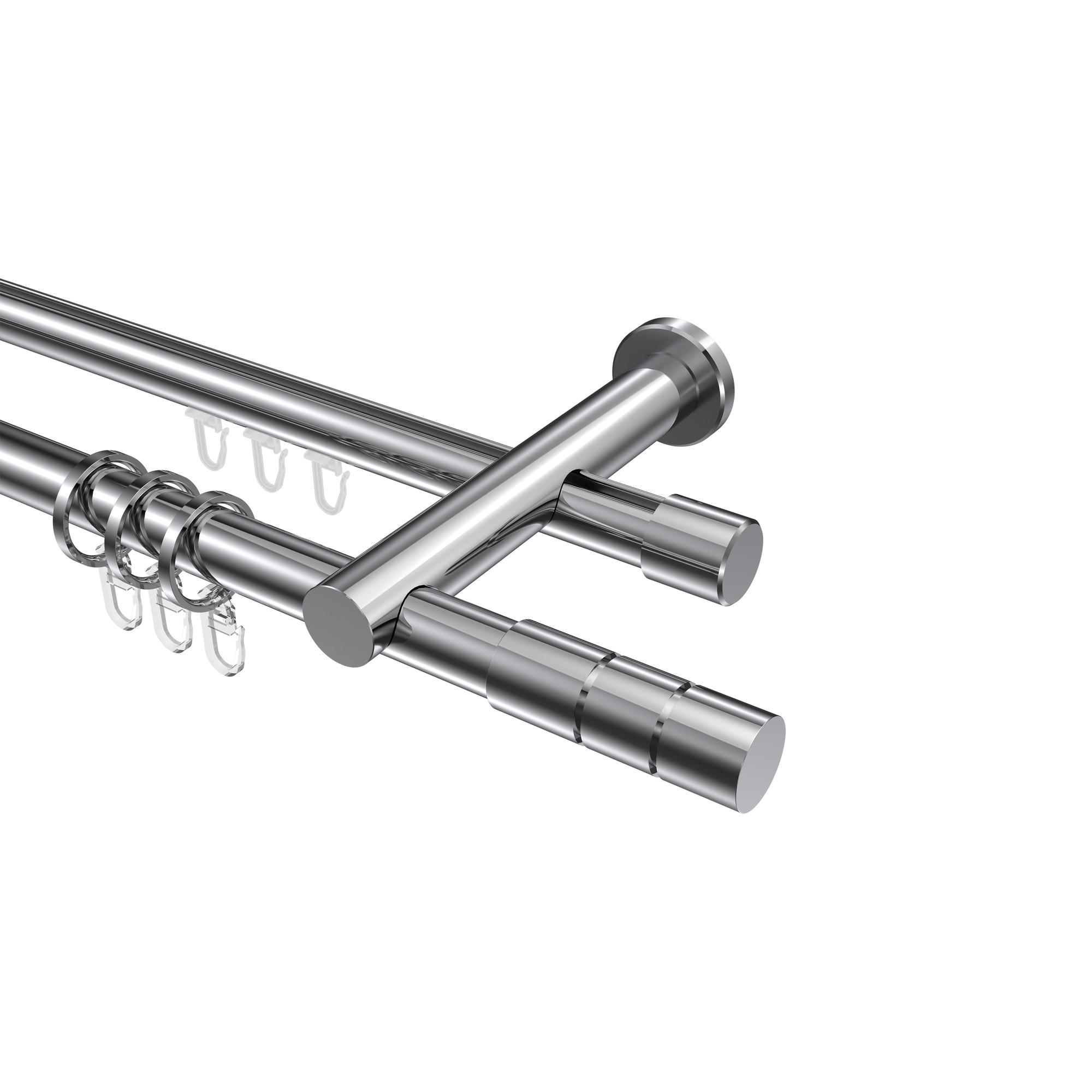 GARDINENSTANGE RUNDROHR-INNENLAUF Platon Elanto 240 cm (geteilt in 2 x 120 cm), 2-läufig, 20 mm Ø Chrom - Chromfarben, Metall (240cm) - INTERDECO