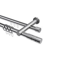 GARDINENSTANGE RUNDROHR-INNENLAUF Platon Elanto 240 cm (geteilt in 2 x 120 cm), 2-läufig, 20 mm Ø Chrom - Chromfarben, Metall (240cm) - INTERDECO