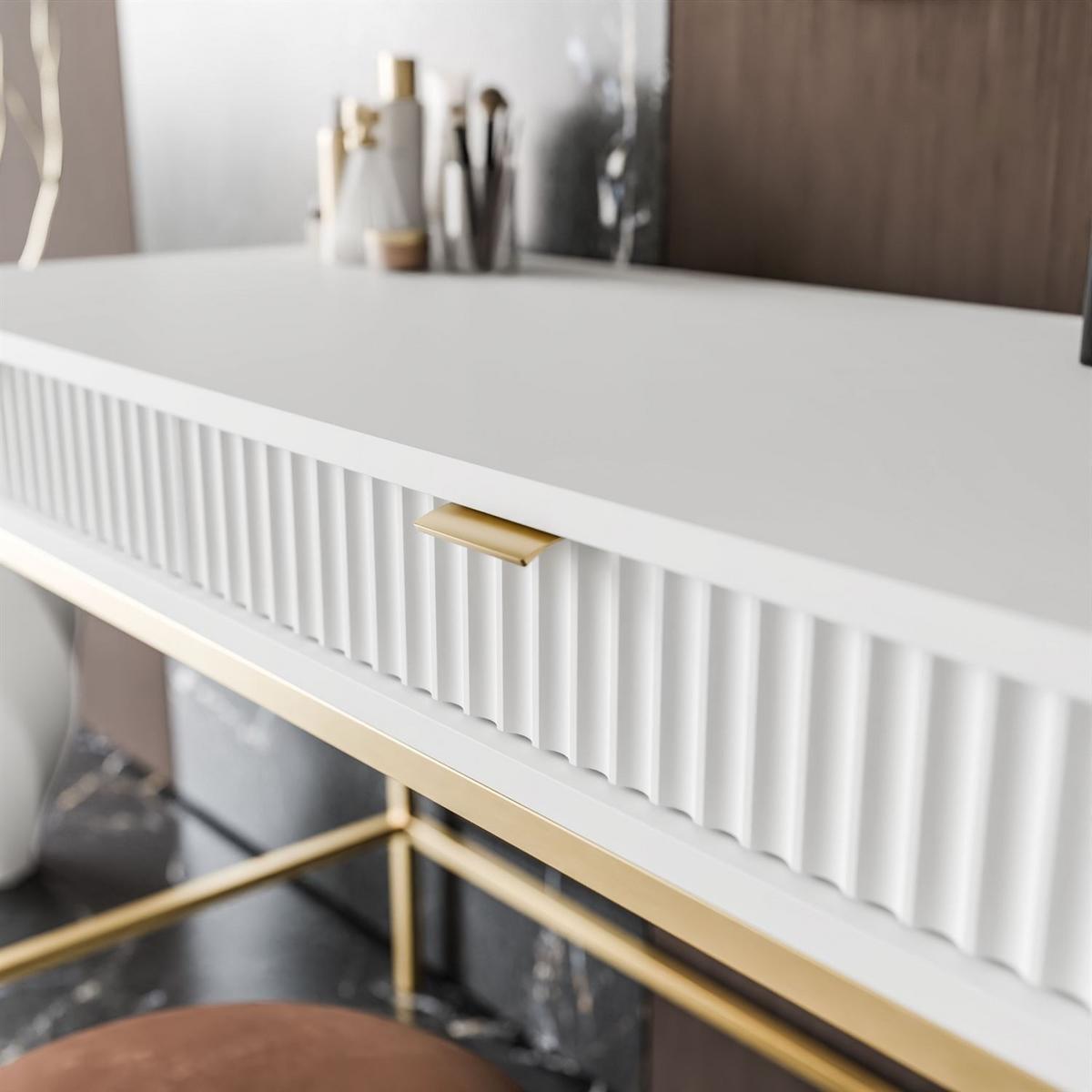KONSOLENTISCH CORTADO GOLD T104 WEISS - Weiß, Holzwerkstoff (50/104/78cm) - Lookway