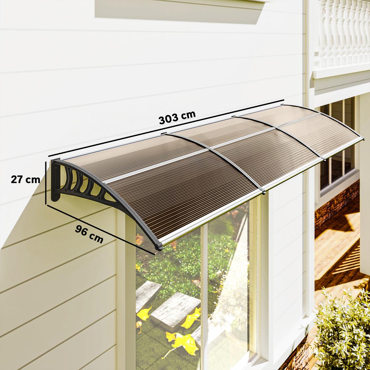PULTVORDACH Polycarbonate Aluminium Braun Schwarz - Schwarz, Kunststoff/Metall (96/27/303cm) - Outsunny