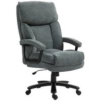 BÜROSTUHL, Ergonomisch Schreibtischstuhl mit Wippfunktion, Leinenoptik, Grau - Grau, Textil (79/125/68.5cm) - HOMCOM